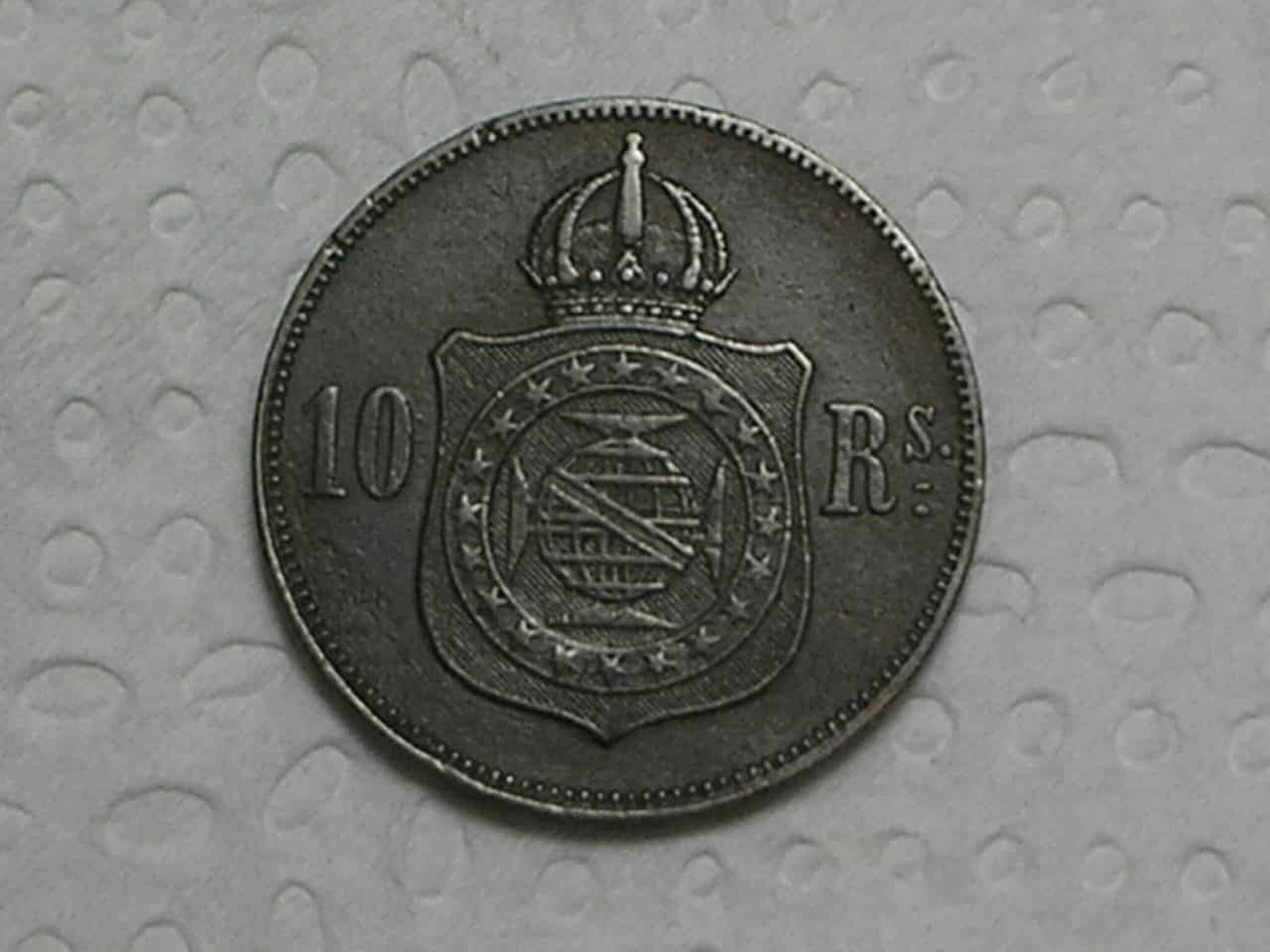| Casa do Colecionador 10 Réis - 1869 - Petrus 2º / Bronze / Bela peça / cod. 770.1