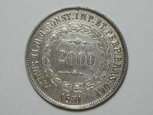 2.000 Réis - 1851 - Belissima Peça na qualidade Sob/Flor / Prata -Império D.Pedro II