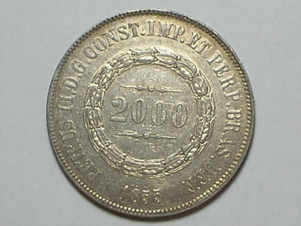 | Casa do Colecionador 2.000 Réis - 1855 "Imperio do Brasil" / Qualidade Soberba / Prata