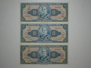3 Cédulas 10 Cruzeiros C-023 Deodoro / Soberbas