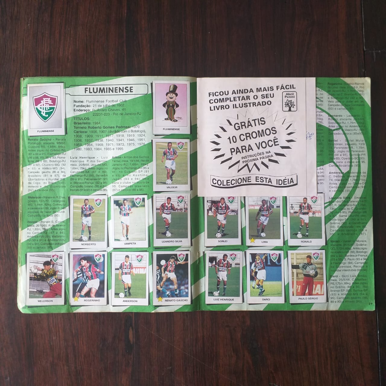 | Casa do Colecionador Álbum de Figurinhas - Campeonato Brasileiro 1995 (Incompleto faltando apenas 9 fig)