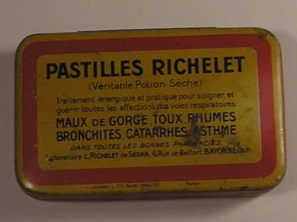 | Casa do Colecionador Antiga lata Pastilles Richelet origem França - décadas de 1950/60 / 9,5x6 cm - FARMACIA