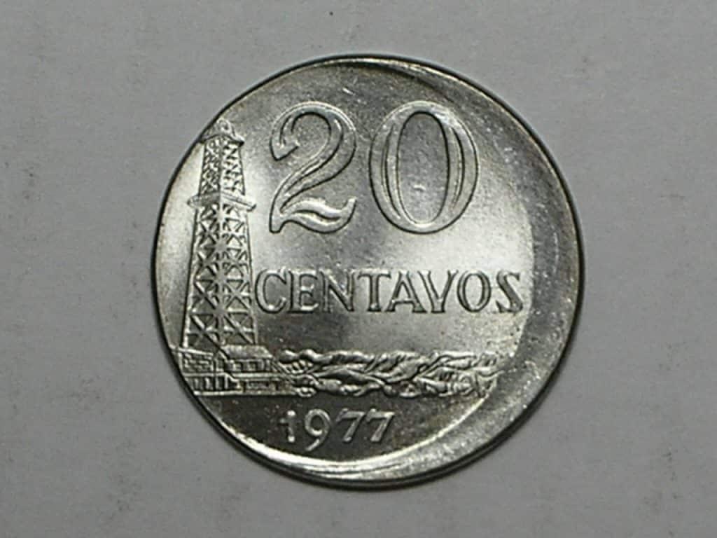 Bone) 20 Centavos - 1977 / Total Flor de Cunho