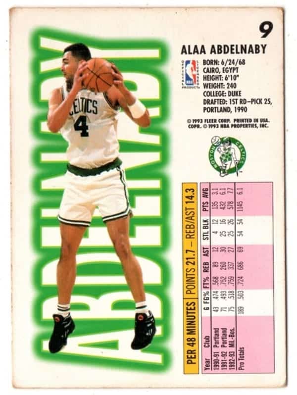 | Casa do Colecionador Card Fleer NBA - 9 - Alaa Abdelnaby - Boston Celtics - 1993 / 1994