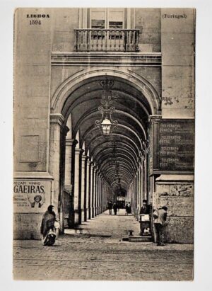 Cartao Postal Antigo - Portugal - Lisboa - Arcada Ocidental da Praça do Comércio - Anos 1910