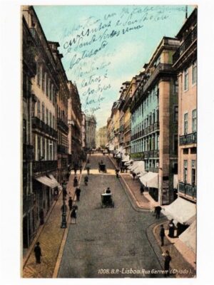 Cartao Postal Antigo - Portugal - Lisboa - Rua Garrert ( Chiado ) - Anos 1900