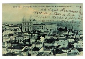Cartao Postal Antigo - Portugal - Lisboa - Vista Parcial e Igreja de S. Vicente de Fora - 1907