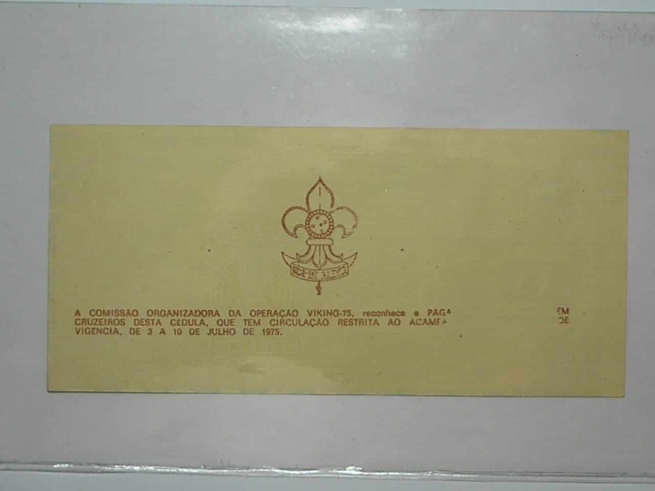 | Casa do Colecionador Cédula 10 Vikings 9 de Julho 1975 União Dos Escoteiros Do Brasil - São Paulo / Flor de Estampa