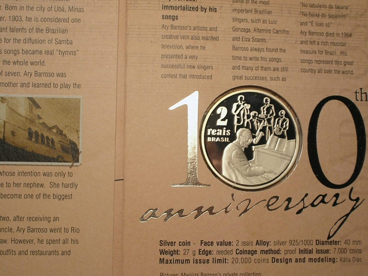 | Casa do Colecionador Estojo 100 Anos Ary Barroso 2003 / Prata Proof / cod. 3