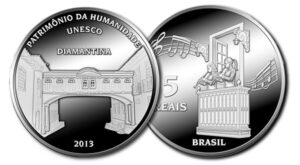 Estojo Diamantina 5 Reais 2013 Unesco Patrimonio Da Humanidade Prata Proof Banco Central Do Brasil Med 07