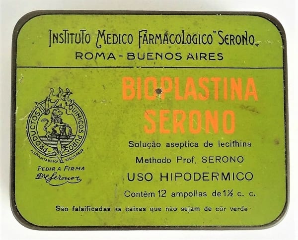 | Casa do Colecionador Lata Antiga Medicamento Bioplastina Serono - Anos 40 - Farmacia