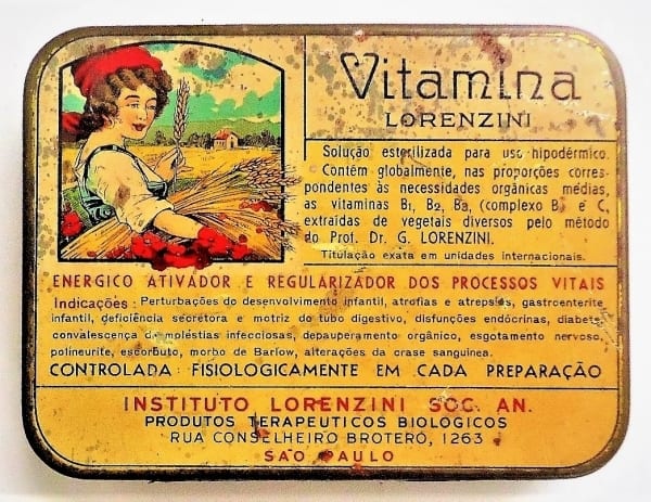 | Casa do Colecionador Lata Antiga Medicamento Vitamina Lorenzini - Anos 40 - Farmacia