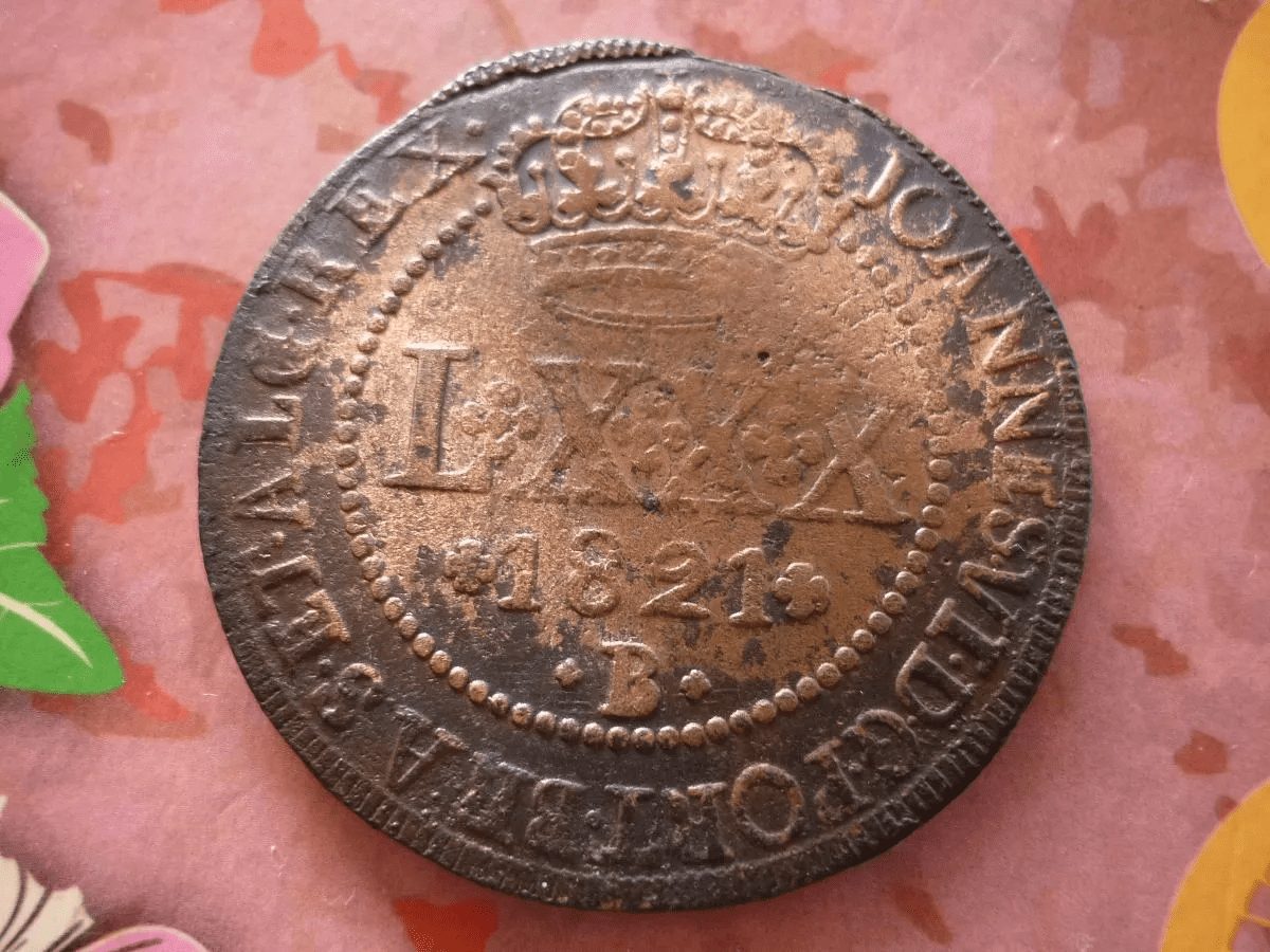 | Casa do Colecionador LXXX 1821 B, VARIANTE LEGENDA DESLOCADA LINDA MOEDA .