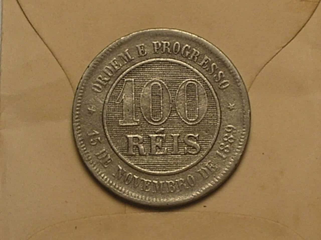 | Casa do Colecionador 100 Réis - 1893 / República do Brasil / Mbc bonita / cod. 700 - Imagem 2
