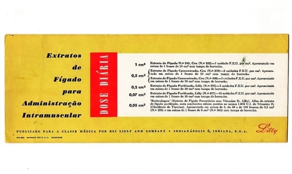 | Casa do Colecionador Propaganda Antiga - Mata Borrao - Memorabilia Industria Farmaceutica - Extratos de Figado - Eli Lilly And Co - Anos 50