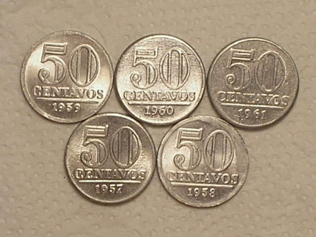 | Casa do Colecionador Série Completa) 50 Centavos - 1957 / 1958 / 1959 / 1960 / 1961 ... Sob/Fc / cod. 760.3