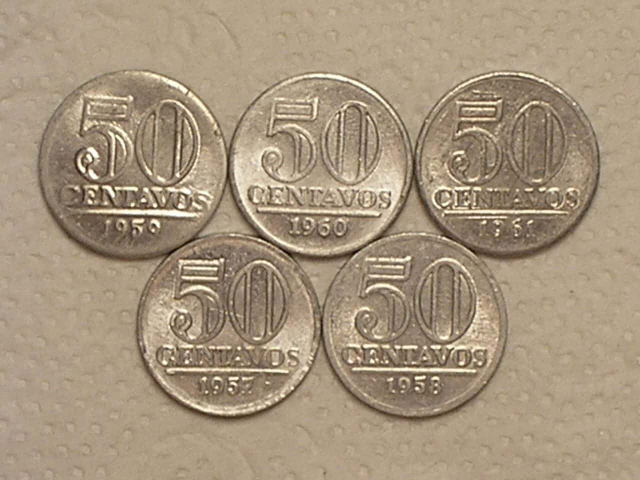 | Casa do Colecionador Série Completa) 50 Centavos - 1957 / 1958 / 1959 / 1960 / 1961 ... Sob/Fc / cod. 760.4