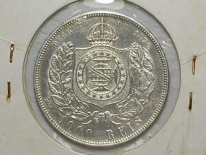 Sob/Flor) 1.000 Réis - 1876 / Cabeça de Petrus II / Prata