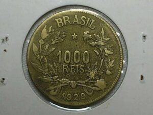 1.000 Réis - 1929 / Variante Muito rara ponto entre I'L de Brasi'l - Catalogada / Mbc/S