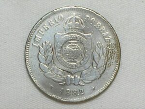 200 Réis - 188.2 / Variante muito rara ponto entre 8.2 - Catalogada - muito procurada / Império / Mbc