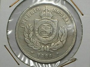 - 200 Réis - 1886 em Cu/Níquel do Império, raríssima nesse estado de conservação MBC e mais