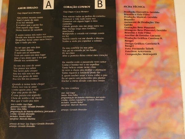 | Casa do Colecionador Álbum Vinil Disco Lacrado de Luy Zaga - Parada 1990 / Sucessos amor errado e coração cowboy / Disco ainda lacrado