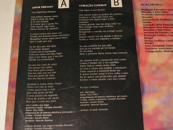| Casa do Colecionador Álbum Vinil Disco Lacrado de Luy Zaga - Parada 1990 / Sucessos amor errado e coração cowboy / Disco ainda lacrado