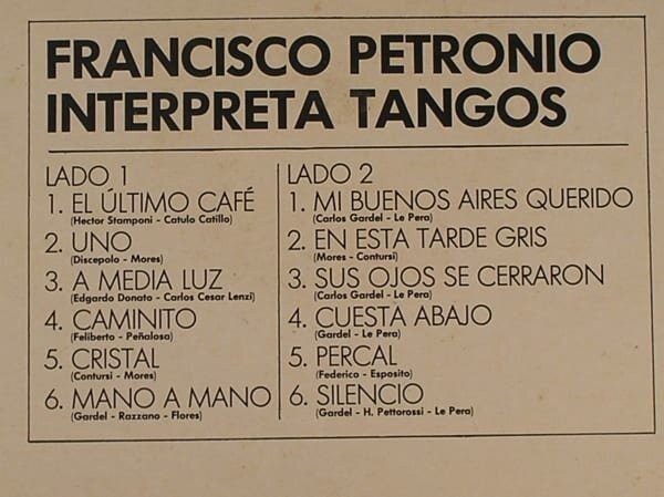 | Casa do Colecionador Álbum Vinil Disco - Tangos - Francisco Petronio - Sucessos parada 1973 / 1983
