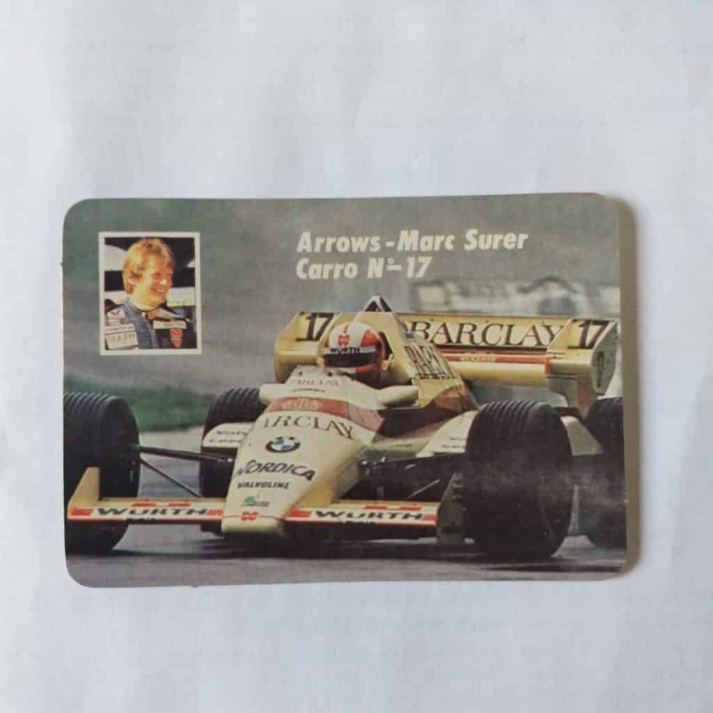 Calendário de Bolso (Tema Automobilismo - Fórmula 1 - F1) Arrows - Marc Surer - Carro Nº 17 - Ano 1985 - Calendário Estrangeiro (Portugal)