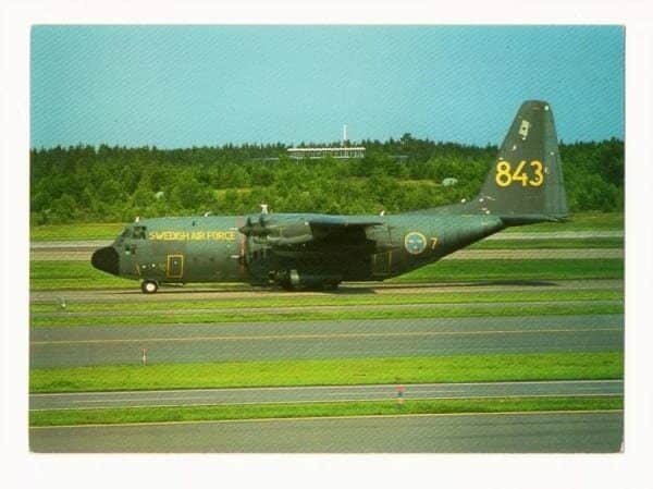 Cartao Postal Aviao Hercules C-130 - Força Aerea Da Suecia
