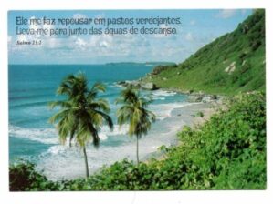 Cartao Postal - Coleção Pensamentos - Salmo 23:2 - Fernando de Noronha - Pernambuco - Anos 1970 - Mercator