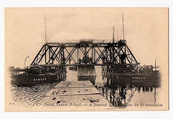 Cartao Postal Docas Santos Guindaste Samsão - Anos 1900