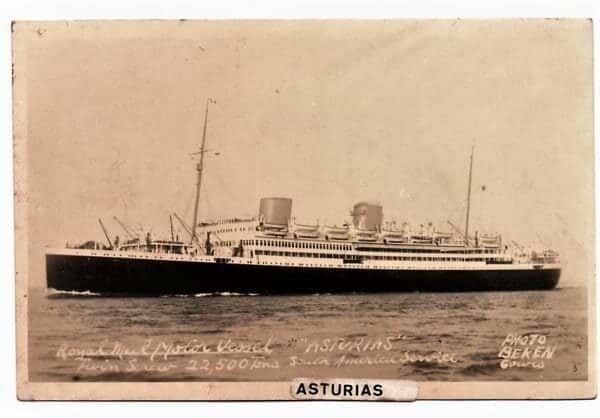 Cartão Postal Fotografico - Navio Asturias - Royal Mail Ship - Anos 40