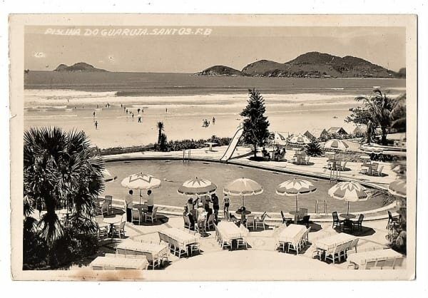 Cartao Postal Fotografico - Piscina do Hotel La Plage - Guaruja ( SP ) - Anos 50