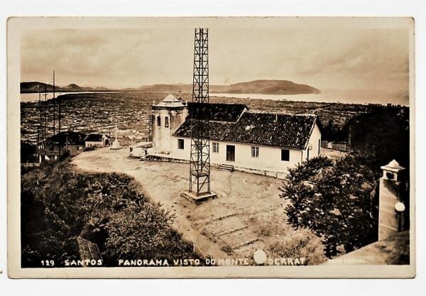 Cartão Postal Fotografico - Santos ( SP ) - Panorama Visto do Monte Serrat - Anos 50