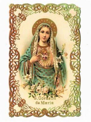 Cartao Postal Sacro - Religioso - Rendado - Anos 20 Sagrado Coração de Maria