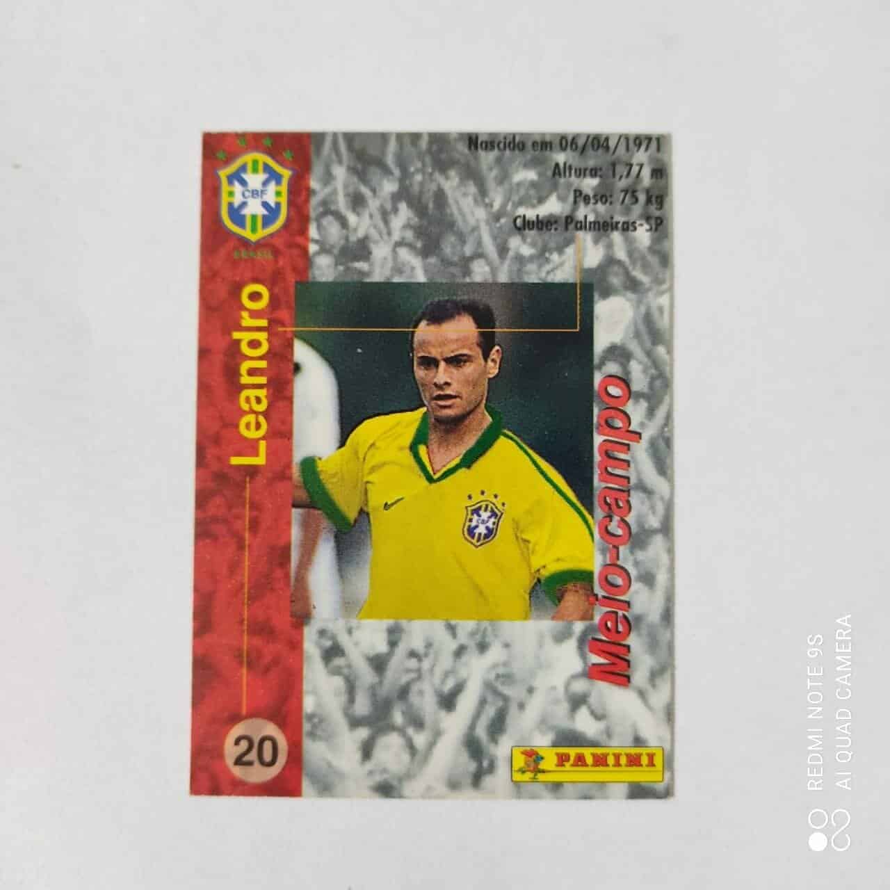 | Casa do Colecionador Futcard Coca Cola - Panini - Seleção Brasileira - Copa América 1997 Nº 20 - Leandro