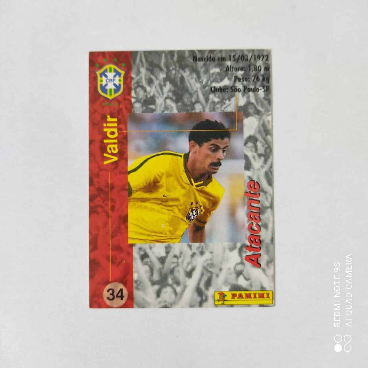 | Casa do Colecionador Futcard Coca Cola - Panini - Seleção Brasileira - Copa América 1997 Nº 34 - Valdir