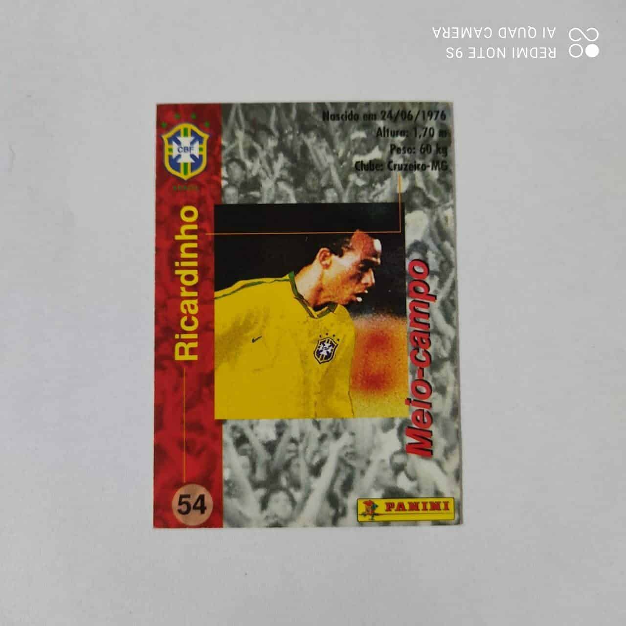 | Casa do Colecionador Futcard Coca Cola - Panini - Seleção Brasileira - Copa América 1997 Nº 54 - Ricardinho