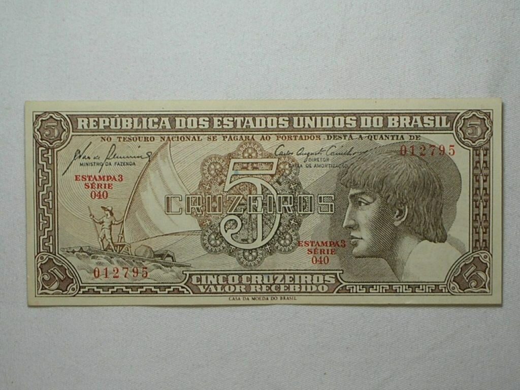 | Casa do Colecionador Indio) 5 Cruzeiros C-111 / Série Rara 040 / 012795 - Soberba
