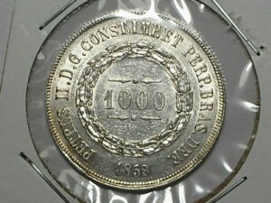 Moeda de 1.000 Réis de 1859 - Imperio - Prata - Sob/Flor