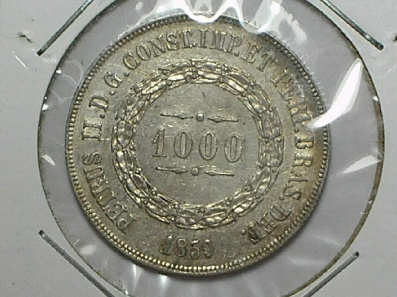 | Casa do Colecionador - Moeda de 1.000 Réis de 1859 - Imperio - Prata - Soberba+ - Bela