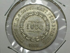 Moeda de 1.000 Réis de 1863 - Imperio - Prata - Soberba