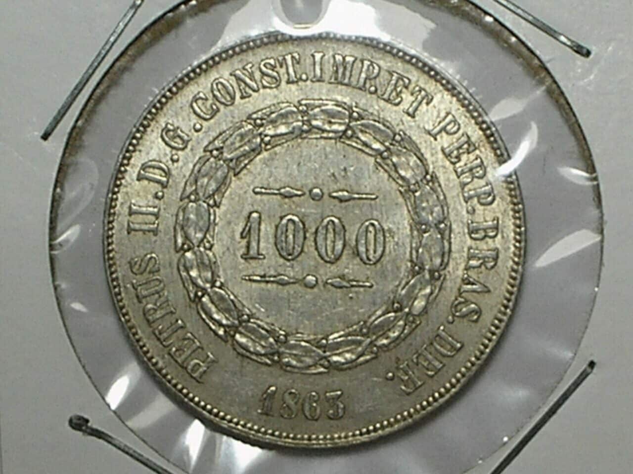 | Casa do Colecionador Moeda de 1.000 Réis de 1863 - Imperio - Prata - Soberba