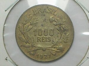 Moeda de 1.000 Réis de 1927 em Bz/Al - Conservada Flor de Cunho