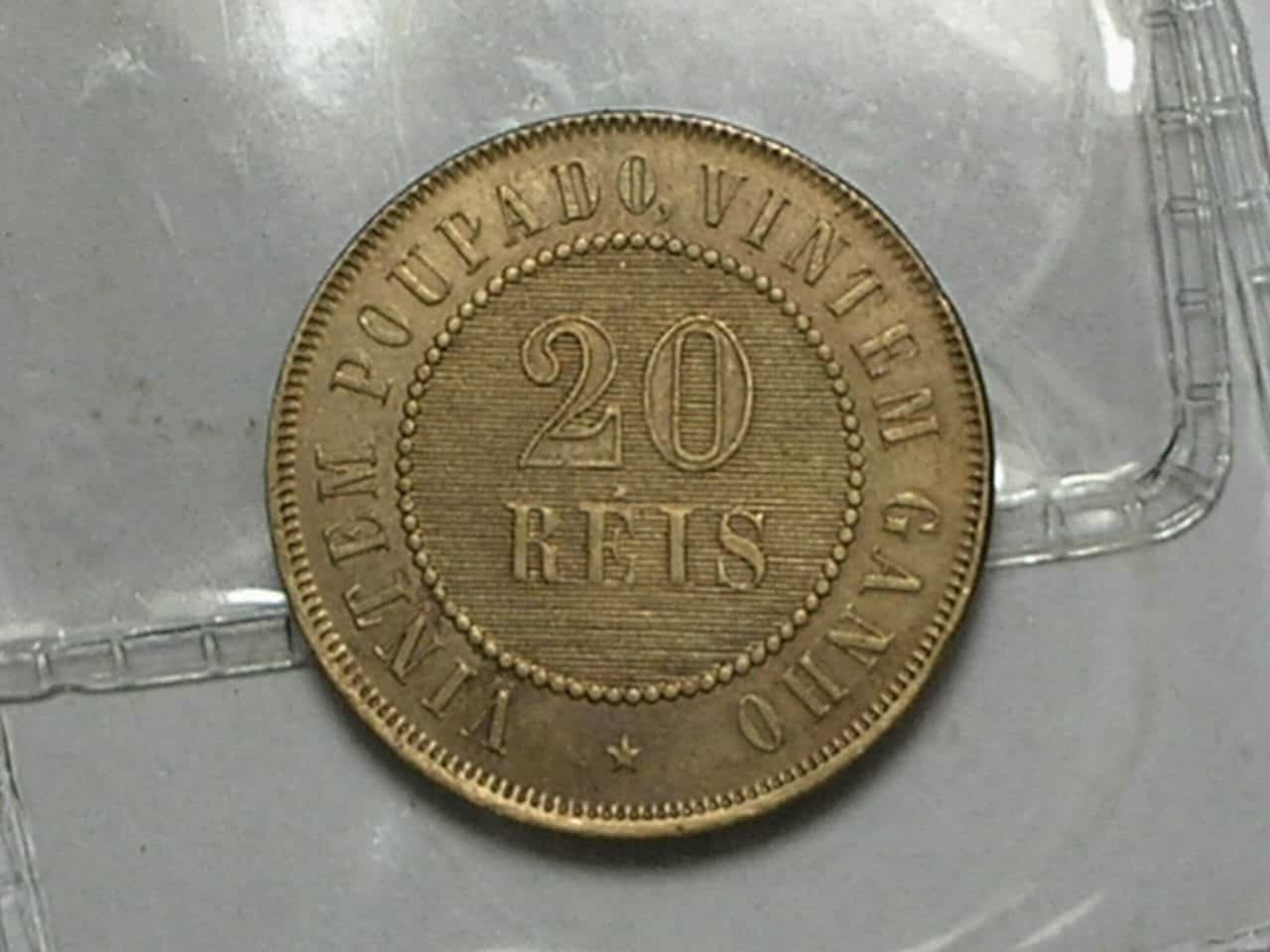 | Casa do Colecionador Moeda de 20 Réis - 1904 - Data escassa - em Bronze na qualidade Sob/Fc - Raro no estado