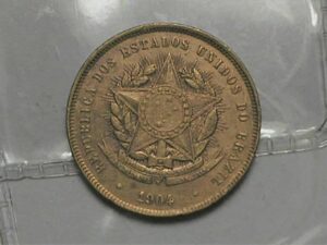 Moeda de 20 Réis - 1904 - Data escassa - em Bronze na qualidade Sob/Fc - Raro no estado