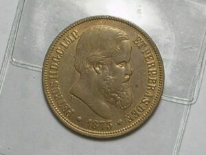 - Moeda de 40 Réis - 1873 - Petrus II - em Bronze na qualidade Sob/Flor - Raríssima nesse estado quase flor de Cunho -
