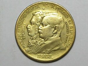 - Moeda perfeita de 1.000 Réis de 1922 com ERRO = BBASIL, em Bz/Al - Mbc/Sob