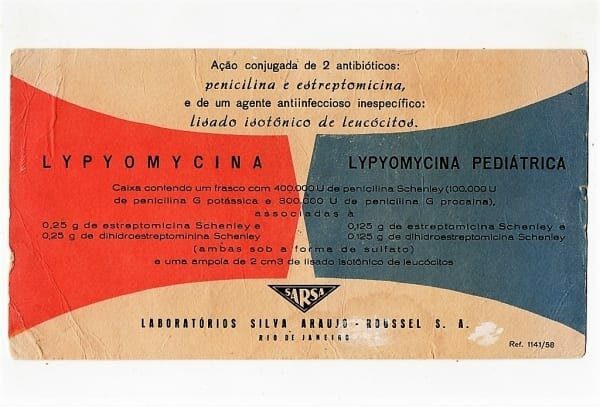 | Casa do Colecionador Propaganda Antiga - Mata Borrao - Memorabilia Industria Farmaceutica - Lypyomycina - Laboratorios Sila Araujo - Anos 50